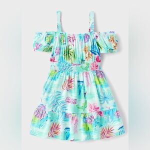 Girls 5T Tropical Dress The Children’s Place Blue Floral Sundress Off Shoulder